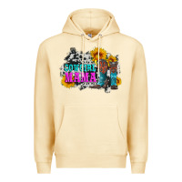 Pina Colada cowgirl mama with boots and sunflowers and cowhide Premium Hoodie - Artiststas