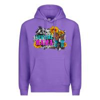 Purple cowgirl mama with boots and sunflowers and cowhide Premium Hoodie - Artiststas