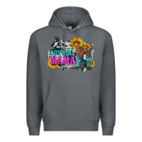 Rock cowgirl mama with boots and sunflowers and cowhide Premium Hoodie - Artiststas