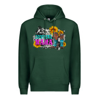 Sports Green cowgirl mama with boots and sunflowers and cowhide Premium Hoodie - Artiststas
