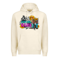 Tofu cowgirl mama with boots and sunflowers and cowhide Premium Hoodie - Artiststas