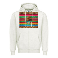Oatmeal Heather serape leopard mexican Zipper Hoodie - Jasminsmagicworld