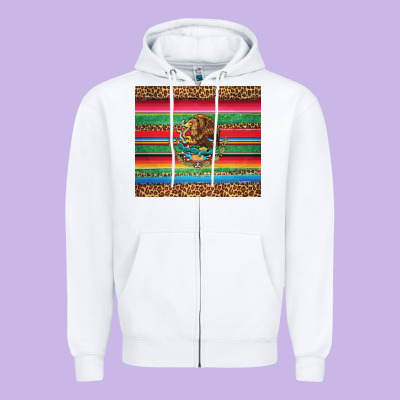 Serape Leopard Mexican Zipper Hoodie Designed By Jasminsmagicworld