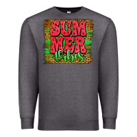Charcoal Heather summer vibes watermelon leopard background Premium Sweatshirt - Jasminsmagicworld