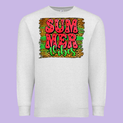 Summer Vibes Watermelon Leopard Background Premium Sweatshirt Designed By Jasminsmagicworld