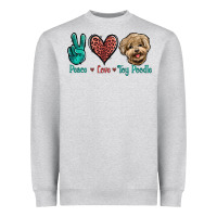 Heather Grey Peace Love Toy Poodle Heavyweight Sweatshirt - Jasminsmagicworld