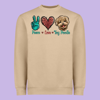 Peace Love Toy Poodle Heavyweight Sweatshirt Designed By Jasminsmagicworld