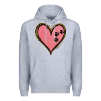 Heather Grey Pink Glitter Heart Premium Hoodie - Jasminsmagicworld