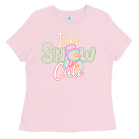Bubblegum Pink l am snow cute Ladies Tee - CowhideDigitalArt