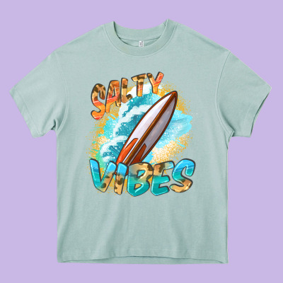 Salty Vibes Heavy Core Tee Designed By Fadigitalartstudio