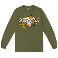 Army Green Western Baby Calf Mom With Sunflower Mother's Day Long Sleeve Tee - LillyAllenDesigns