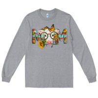 Heather Grey Western Baby Calf Mom With Sunflower Mother's Day Long Sleeve Tee - LillyAllenDesigns