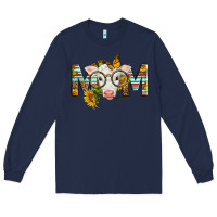 Navy Western Baby Calf Mom With Sunflower Mother's Day Long Sleeve Tee - LillyAllenDesigns