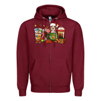 Burgundy Christmas coffee cups with Beagle Zipper Hoodie - RanaPortraitStore