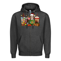 Charcoal Heather Christmas coffee cups with Beagle Zipper Hoodie - RanaPortraitStore