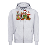 Heather Grey Christmas coffee cups with Beagle Zipper Hoodie - RanaPortraitStore
