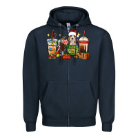 Navy Christmas coffee cups with Beagle Zipper Hoodie - RanaPortraitStore