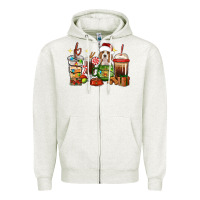 Oatmeal Heather Christmas coffee cups with Beagle Zipper Hoodie - RanaPortraitStore