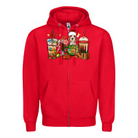 Red Christmas coffee cups with Beagle Zipper Hoodie - RanaPortraitStore