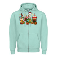 Seafoam Christmas coffee cups with Beagle Zipper Hoodie - RanaPortraitStore