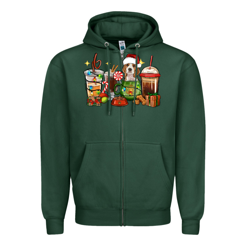 Christmas Coffee Cups With Beagle Zipper Hoodie by RanaPortraitStore | Teevron