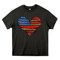 Asphalt american leopard brushstroke heart Heavy Core Tee - Jasminsmagicworld
