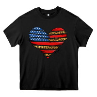 Black american leopard brushstroke heart Heavy Core Tee - Jasminsmagicworld