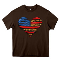 Chocolate Brown american leopard brushstroke heart Heavy Core Tee - Jasminsmagicworld