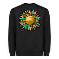 Black Softball Sunflower Heavyweight Sweatshirt - Jasminsmagicworld