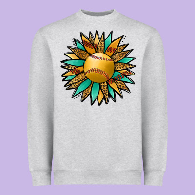 Softball Sunflower Heavyweight Sweatshirt Designed By Jasminsmagicworld