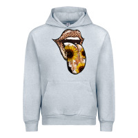 Heather Grey Leopard Sunflower Tongue Urban Hoodie - Jasminsmagicworld