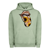 Pigment Oil Green Leopard Sunflower Tongue Urban Hoodie - Jasminsmagicworld
