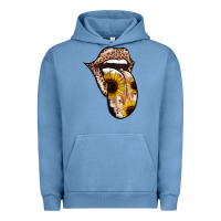 Pigment Pebble Blue Leopard Sunflower Tongue Urban Hoodie - Jasminsmagicworld