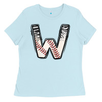 Baby Blue Baseball Alphabet Ladies Tee - CowhideDigitalArt
