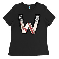 Black Baseball Alphabet Ladies Tee - CowhideDigitalArt