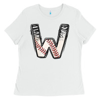White Baseball Alphabet Ladies Tee - CowhideDigitalArt