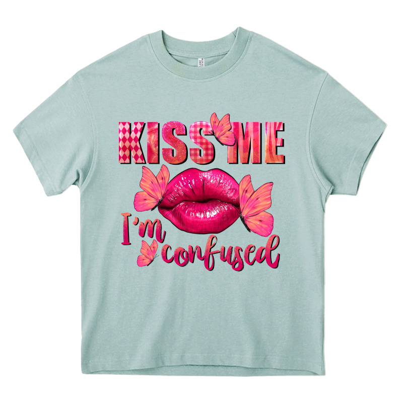 Kiss Me I'm So Confused Valentine's Day Heavy Core Tee by FaDigitalArtStudio | Teevron