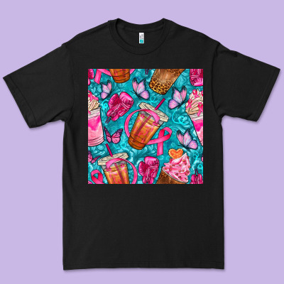 Breast Cancer Coffee Cups With Butterfly Seamless Pattern Bbs Premium Tee Designed By Bundleandbundleshop