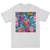 Dove Grey breast cancer coffee cups with butterfly seamless pattern bbs Premium Tee - BundleAndBundleShop