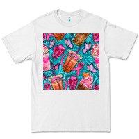 White breast cancer coffee cups with butterfly seamless pattern bbs Premium Tee - BundleAndBundleShop