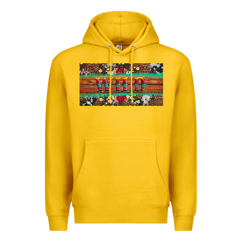 Western Wild And Floral Leopard  Cowhide Licanse Plate Premium Hoodie by Artiststas | Teevron