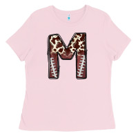 Bubblegum Pink name footballcow print letter m Ladies Tee - CowhideDigitalArt