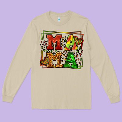 Juneteenth Leopard Frame Mama Mother's Day Long Sleeve Tee Designed By Lillyallendesigns