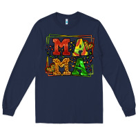 Navy juneteenth leopard frame mama Mother's Day Long Sleeve Tee - LillyAllenDesigns