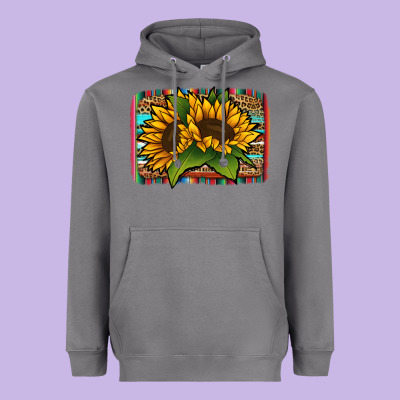 Sunflower Serape Leopard Background Heavyweight Hoodie Designed By Jasminsmagicworld