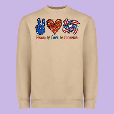 Peace Love America Heavyweight Sweatshirt Designed By Jasminsmagicworld