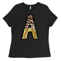 Black softball alphabet a Ladies Tee - CowhideDigitalArt