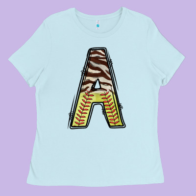 Softball Alphabet A Ladies Tee Designed By Cowhidedigitalart