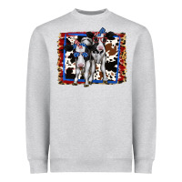 Heather Grey 4th of July Cows Holstein Cows Heavyweight Sweatshirt - Jasminsmagicworld