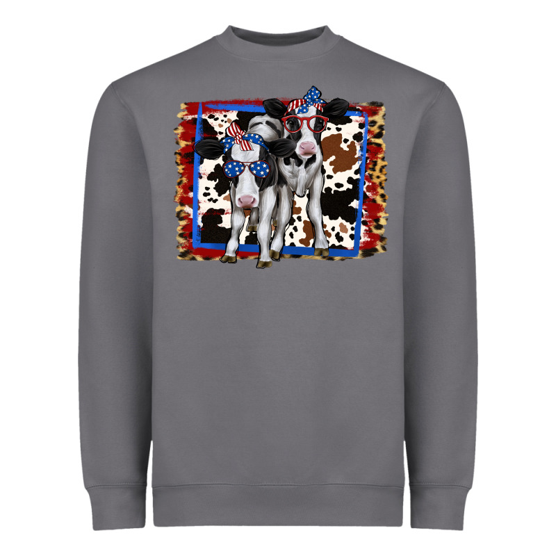 4th Of July Cows Holstein Cows Heavyweight Sweatshirt by Jasminsmagicworld | Teevron
